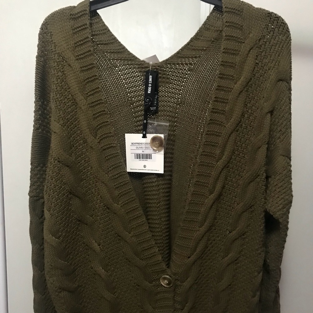 Olive green chunky knit cardigan